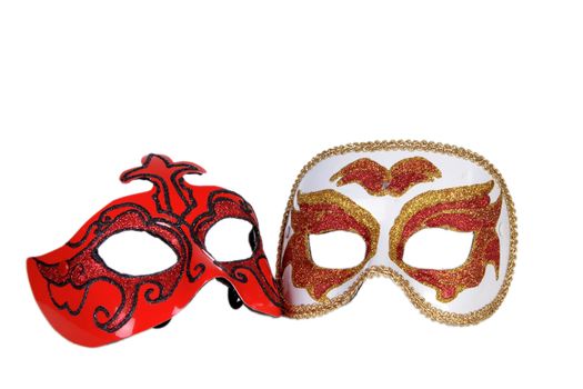 red and gold italian carnaval mask isolated over white