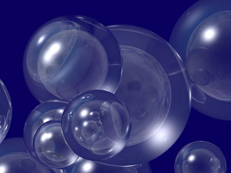 abstract bbackground - bubbles on blue - 3d illustration