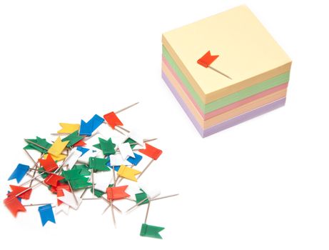 sticky leaflets for records with multi-coloured paper clips in the form of tags