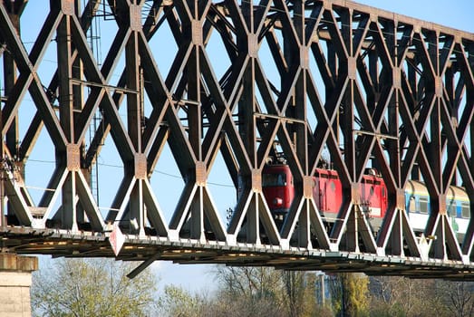 locomotive railway bridge construction on Danube in Belgrade