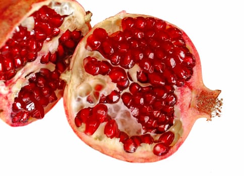 red ripe juicy pomegranate fruit  isolated closeup