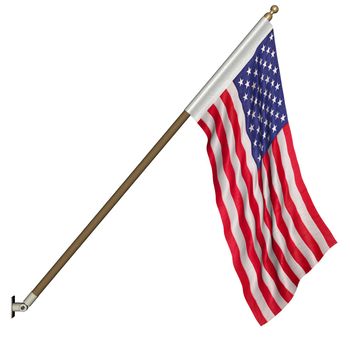 3D rendered american flag on white background isolated
