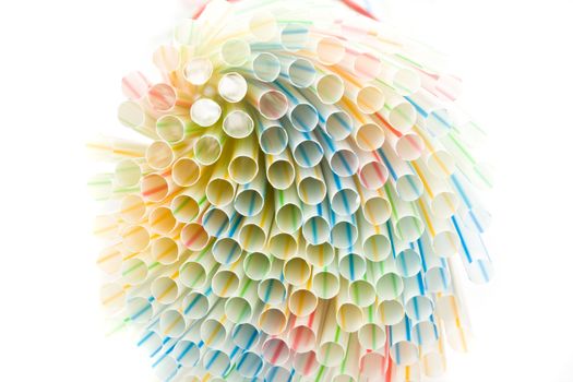 closeup of colorful drinking straws