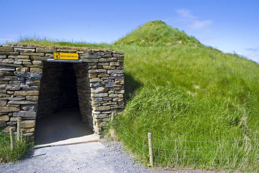 building covered by earth on Orkney, Scotland