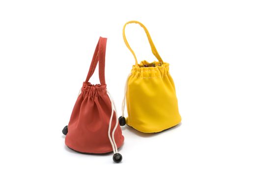 Red and yellow subarched bags insulated on white advantage