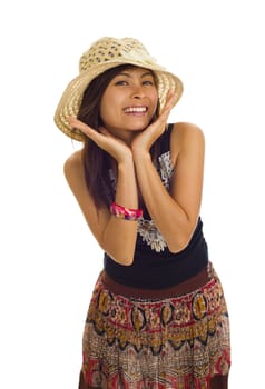 beautiful asian woman with straw hat