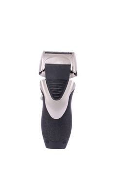 electric shaver and trimmer with black rubber handle isolated over white