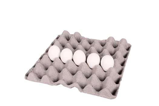 case for eggs whth five ones isolated over white