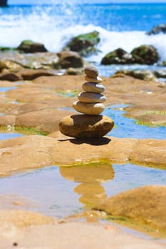 Stone composition on the stone beach