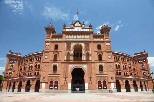 Famous bullfighting arena in Madrid. Touristic attraction in Spain.