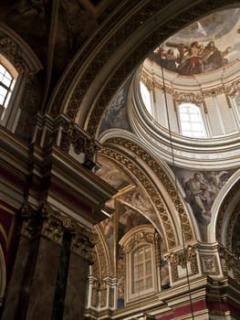 The majestic and beautiful interior of the Cathedral of St. Paul in Mdina in Malta