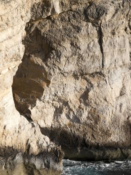 Detail from rock face on Fungus Rock at Dwejra in Gozo 