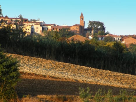 Landscape of town and hills