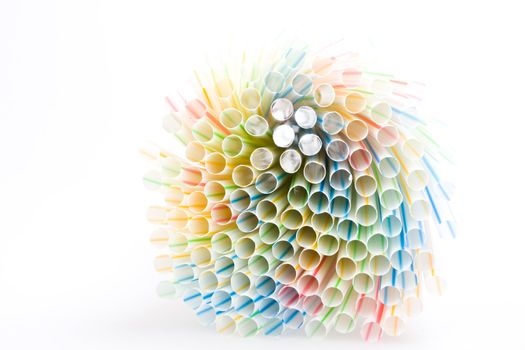 closeup of colorful drinking straws