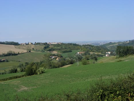 Landscape of hills and fields