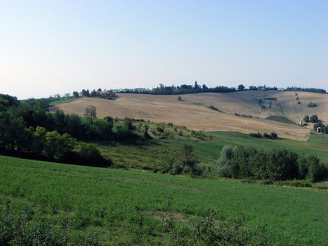 Landscape of hills and fields