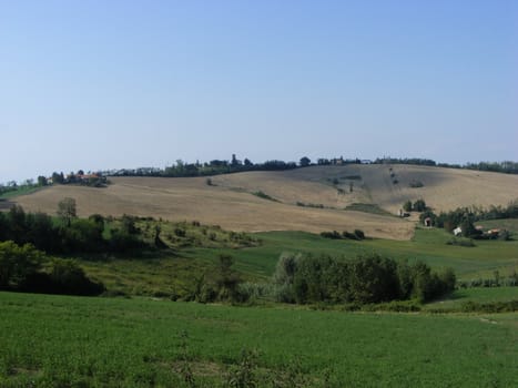 Landscape of hills and fields