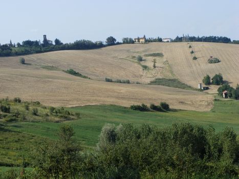 Landscape of hills and fields