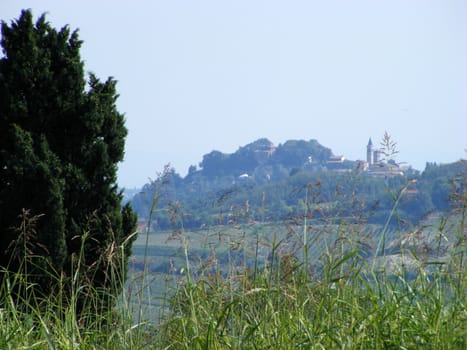 Landscape of hills and fields