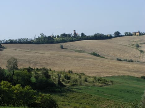 Landscape of hills and fields