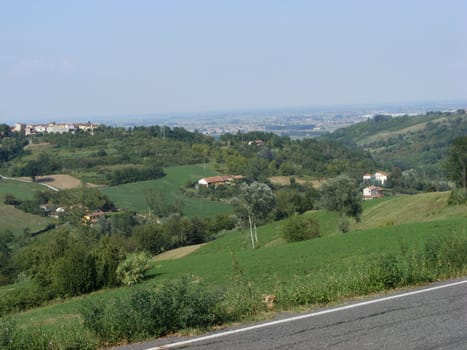 Landscape of hills and fields