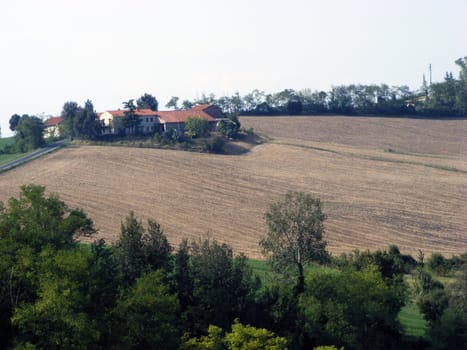 Landscape of hills and fields