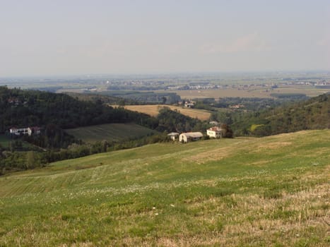 Landscape of hills and fields