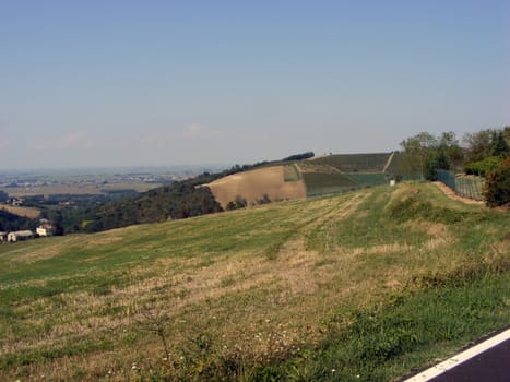 Landscape of hills and fields