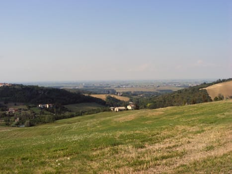 Landscape of hills and fields