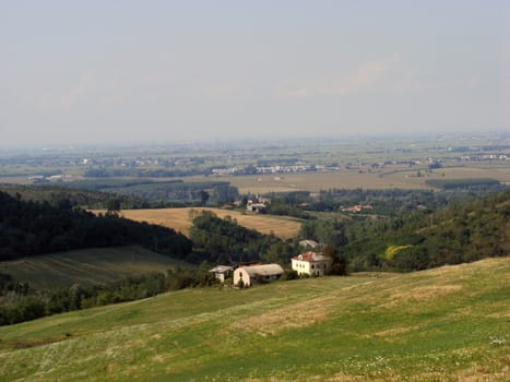 Landscape of hills and fields