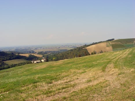 Landscape of hills and fields