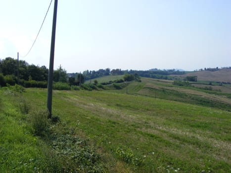 Landscape of hills and fields