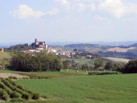 Landscape of hills and fields