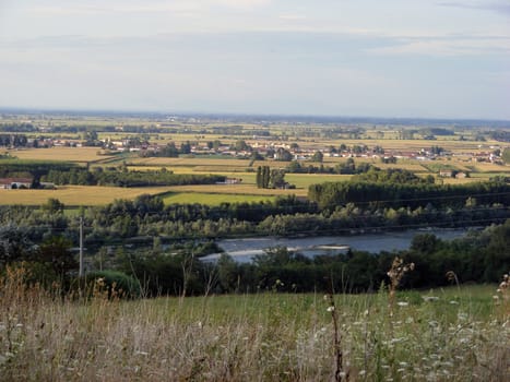 Landscape of hills and fields