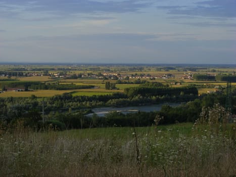 Landscape of hills and fields