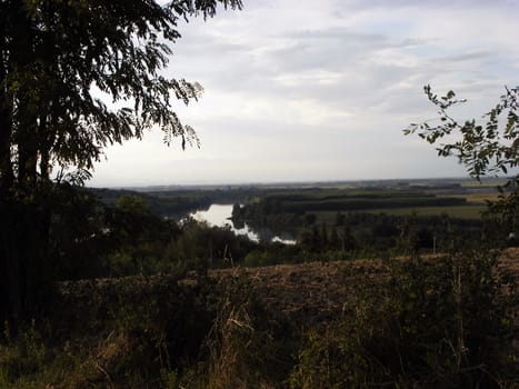 Landscape of hills and fields