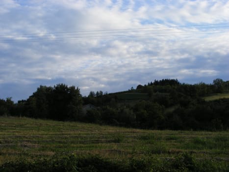 Landscape of hills and fields