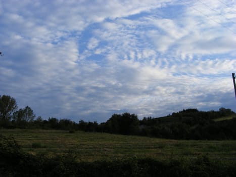 Landscape of hills and fields