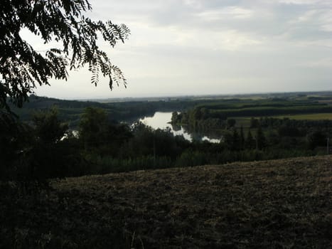 Landscape of hills and fields