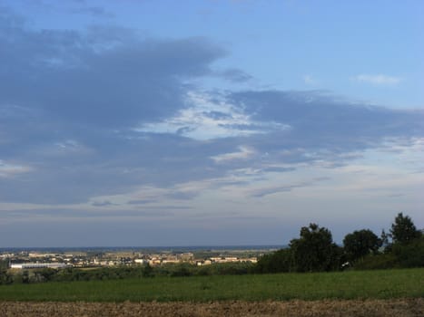 Landscape of hills and fields