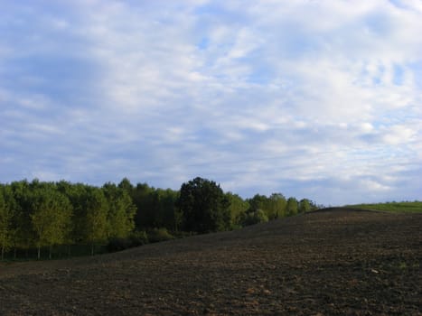 Landscape of hills and fields