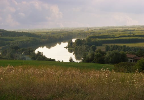 Landscape of hills and fields