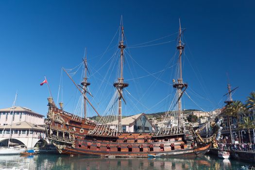 old Spanish galleon in Genova harbor