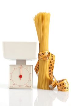 spaghetti scale and meter isolated on white background with clipping path