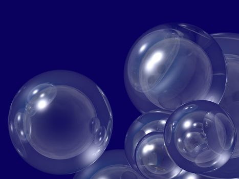 abstract background - bubbles on blue - 3d illustration