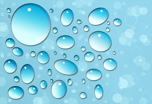 Water drops on blue background