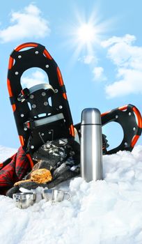 Winter fun with hot chocolate and cookies in the snow