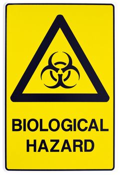 A yellow biological warning sign with clipping path