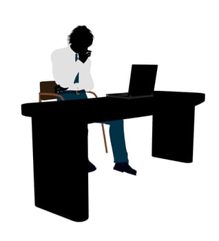 Male business silhouette illustration on a white background