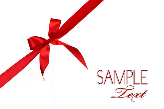 Red Gift Ribbon Bow in Horizontal Placement Over White Background Easily Isolated for Your Project